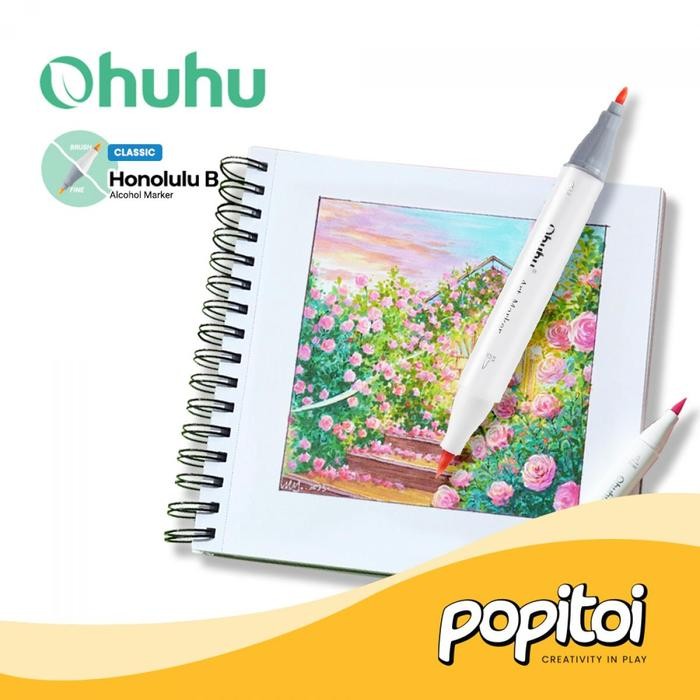 

OHUHU Honolulu 48 Colors Dual Tip Brush Fine Chisel Alcohol Art Marker