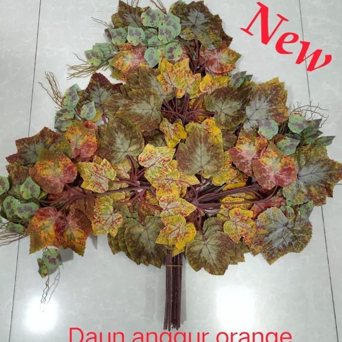 daun artificial/daun hias/daun plastik/daun dekorasi/anggur orange new