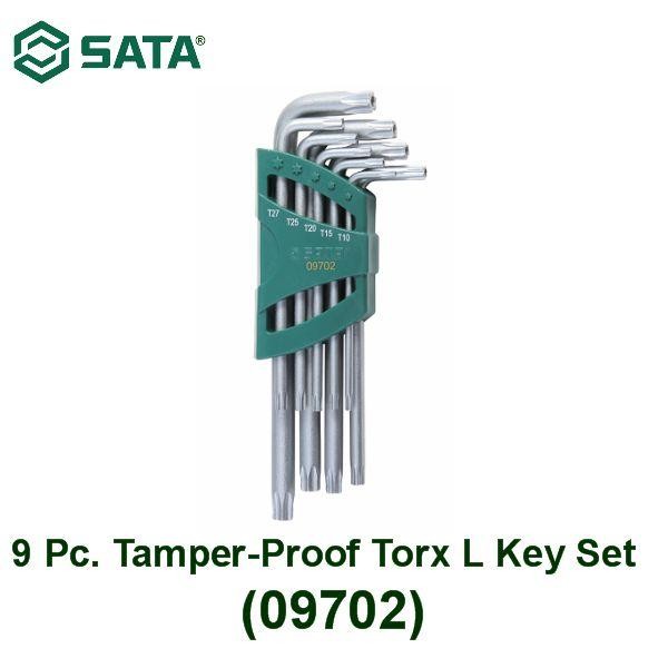 SATA Kunci L Bintang Set 09702 9PC Extra Long Torx Hex Key Set Tamper-Proof SATA 09702 T10-T50