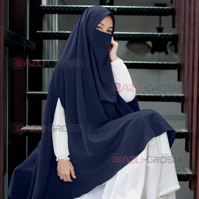 (Gratis Cadar) Khimar As Syifa Jumbo Syari Softped Magic Pocket Wolfis