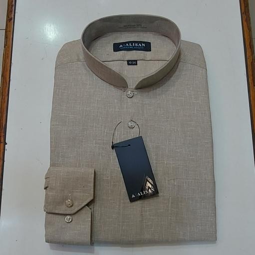 Kemeja Alisan Koko Polos Coklat / Coksu Lengan Panjang Reguler