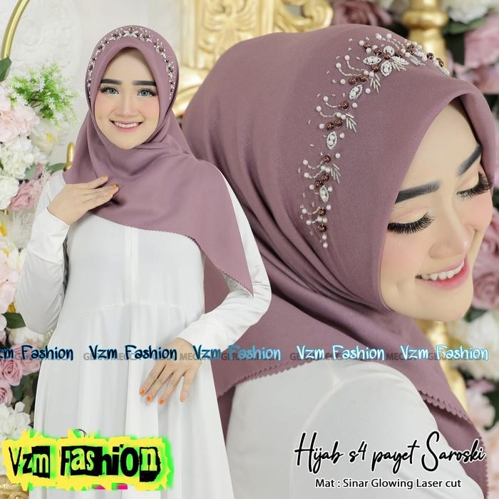 HIJAB SEGI EMPAT PAYET SINAR GLOWING LASERCUT / HIJAB SEGI EMPAT MEWAH / HIJAB PESTA