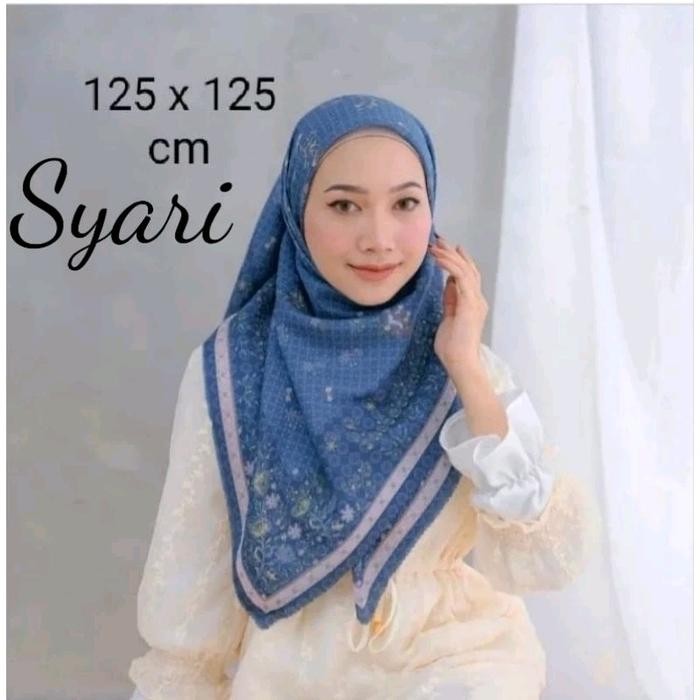 Hijab Segiempat Motif Seri Warna Biru/Blue/Blue Sky/Navy