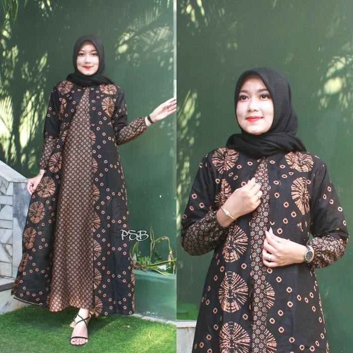 Gamis Batik Wanita Muslim Maxi Dress Fashion Wanita Standar Jumbo