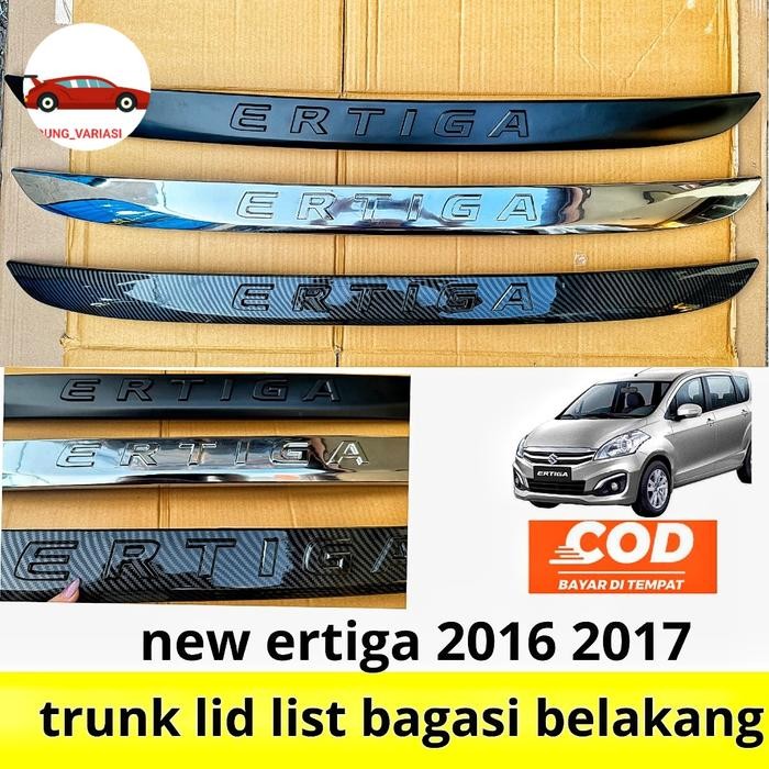 trunk lid list bagasi belakang new Ertiga 2016 2017 emboss chrome hitam Carbon