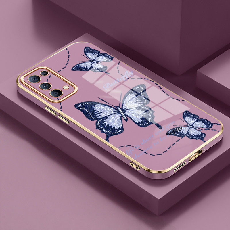 Casing Untuk OPPO Reno 5 4G Reno 5 5G Reno 5K Reno 4 4G Find X3 Lite Case Casing rantai kupu-kupu si