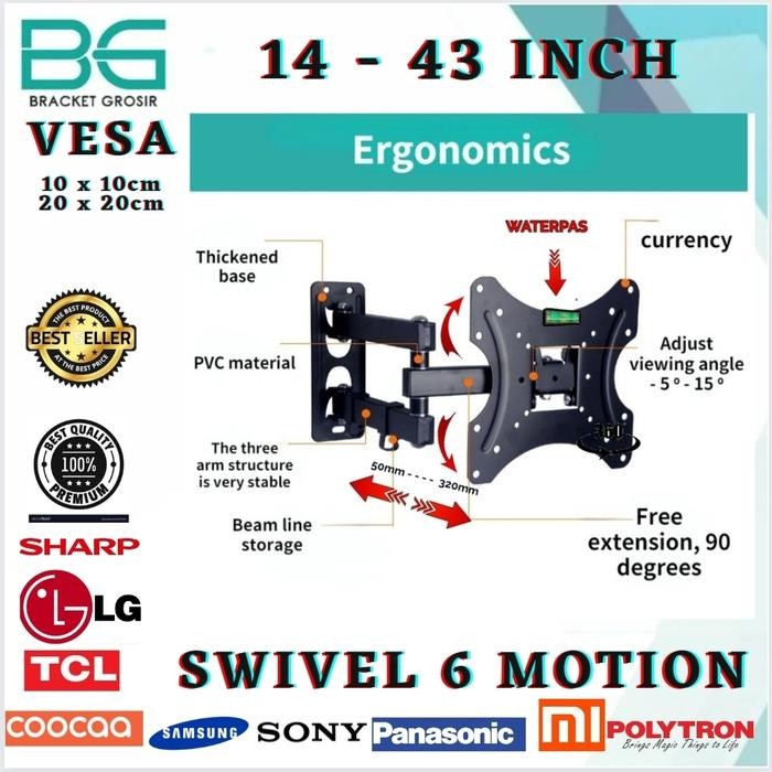 Cuci Gudang Bracket/Breket/Braket Lengan Tv Led 32-43 Inch
