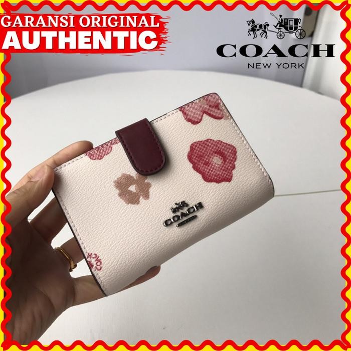 DOMPET WALLET COACH CORNER FLORAL PRINT WANITA BRANDED ORIGINAL