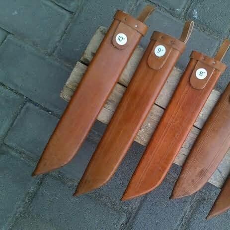 Sarung kulit pisau herder cap garpu solingen 10"
