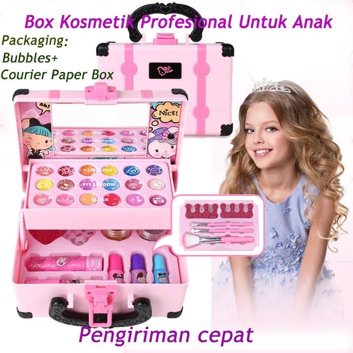 

ASLI Gratis Bubble Film!32 PCS Mainan Anak Perempuan Make Up Tas Kosmetik Lipstick Eye Shadow Makeup