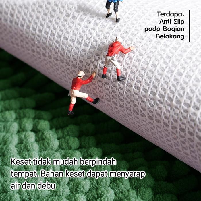 Karpet Keset Kaki Lantai Cendol Microfiber Tebal Besar Ukuran 60X90Cm Anti Licin Alas Karet Bulu