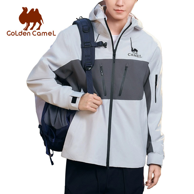 GOLDEN CAMEL Hiking Jackets Men Women Windbreakers Three-in-One Plush Fleece Jacket for Men Windproo