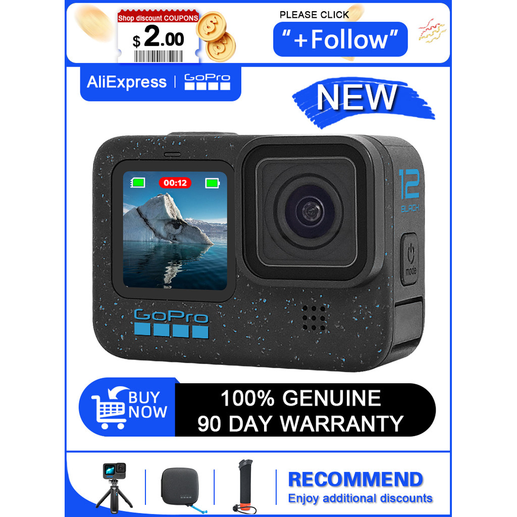 GoPro HERO12 Black 100% Original Action Camera 5.3K60/4K120/2.7K240 Video, 27MP Photos Vlog go pro M
