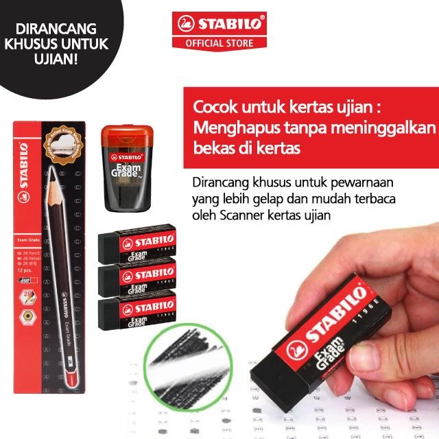 

STABILO EXAM GRADE Eraser Penghapus Pensil Ujian Sekolah 2B Hitam Putih Warna-warni