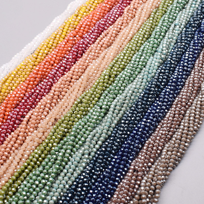 New Shiny Color 4Mm Rondelle Crystal Glass Beads Faceted Loose Spacer Glass Beads For Jewelry Making