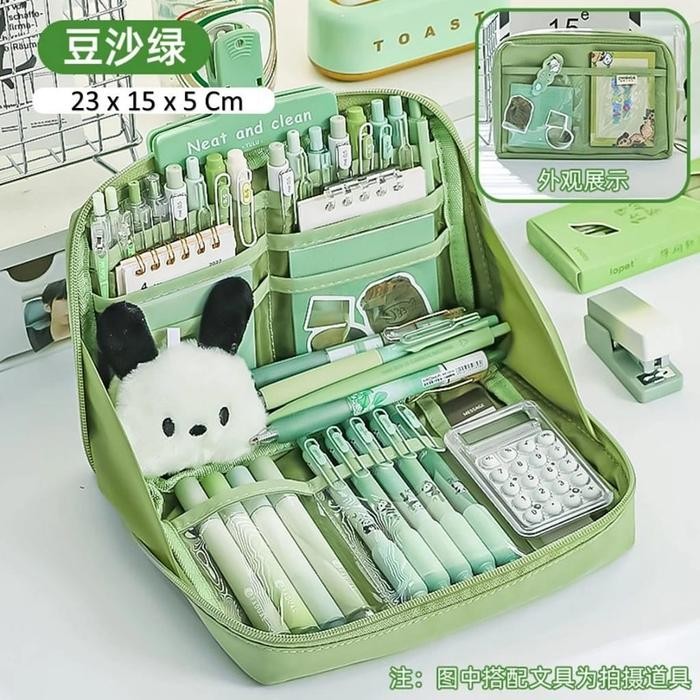 

Korea style big pencil box organizer bag kotak pensil muat banyak tempat pensil kapasitas besar