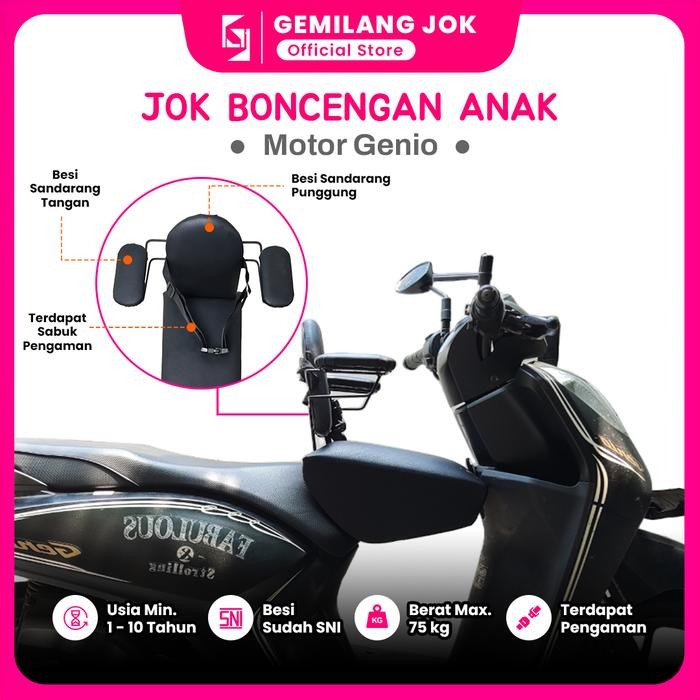 Kursi Jok Boncengan Anak Dudukan Portable Motor Matic HONDA Genio - Dilengkapi Besi Sandaran Tangan