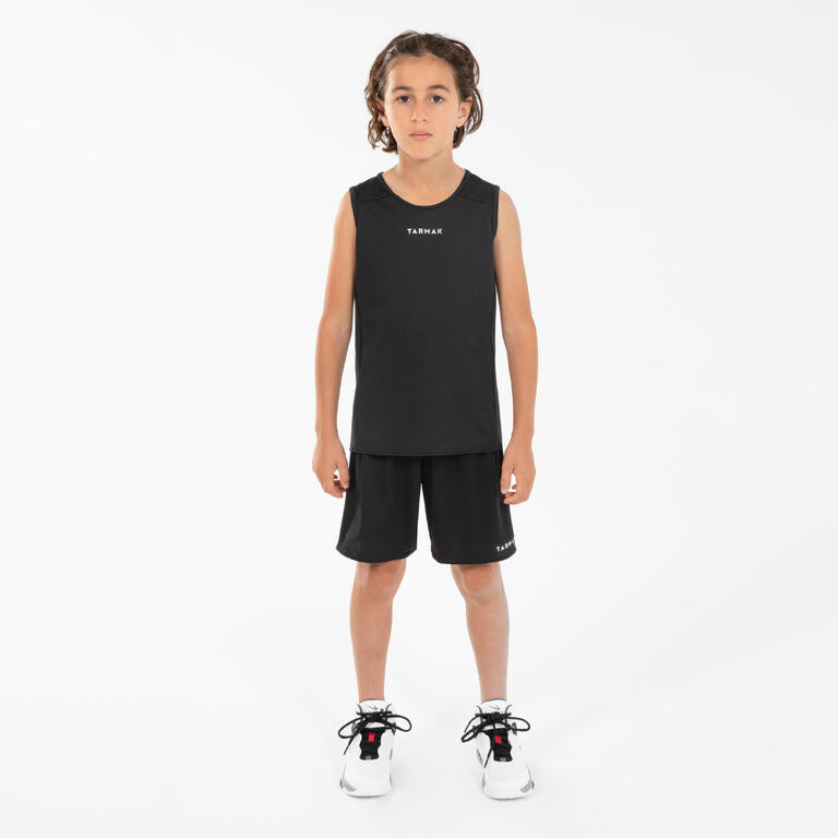 Decathlon TARMAK T-Shirt/Jersey Basket Tanpa Lengan Anak Laki-laki/Perempuan T100 - Hitam - 8586359