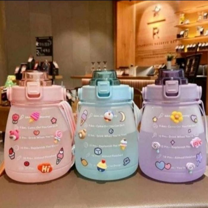 BOTOL VIRAL 1 LITER BOTOL GEMOY GRADASI OMBRE MOTIVASI STIKER 3D TIME