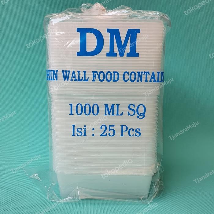 KOTAK MAKANAN/THINWALL SQUARE DM 1000ML/1000 ML