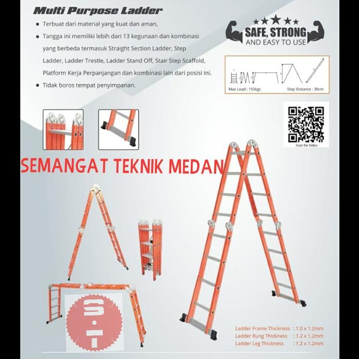 

Terlaris Tangga Lipat Aluminium Multifungsi 4 Mode 5,6 5.6 M Meter Blackfoot