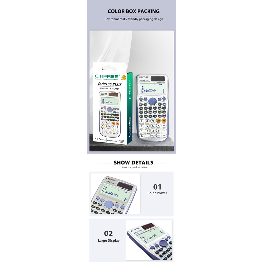 

Calculator forFX-991ES-PLUS Original Scientific Calculator 417 Functions For High School University