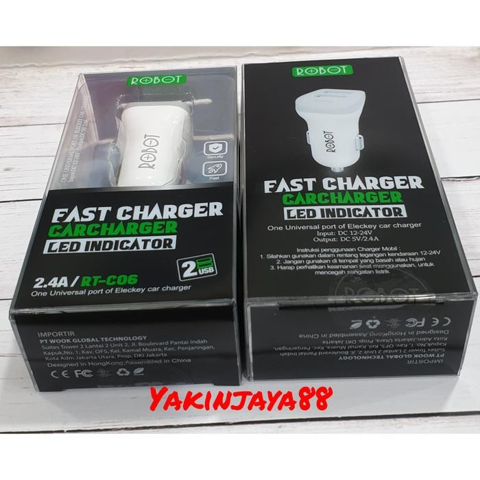 SAVER CAR CHARGER ROBOT ORIGINAL DUAL USB 2.4A CASAN HP MOBIL KODE 698