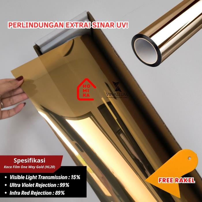 Kaca Film One Way Gold Vinallum Jendela Rumah