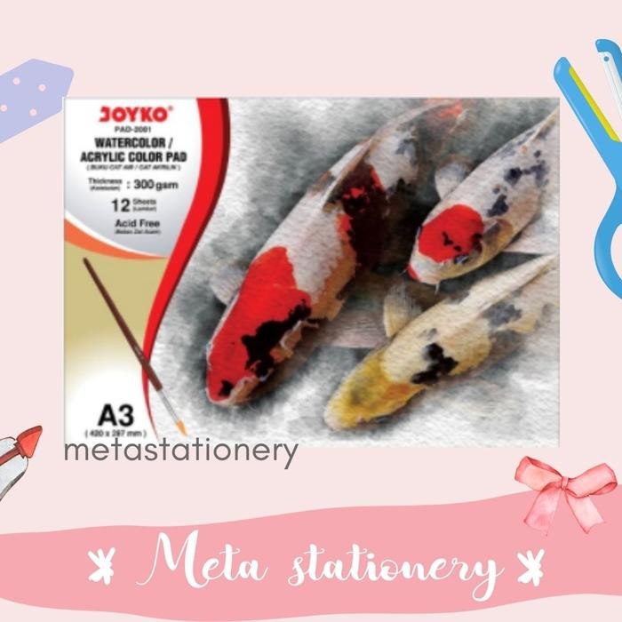 

WATERCOLOR PAD / BUKU CAT AIR AKRILIK JOYKO PAD-2001 A3 300 GSM -12SHT KODE 313