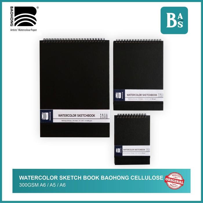 

WATERCOLOUR SKETCHBOOK BAOHONG CELLULOSE 300GSM A6 / A5 / A4 KODE 1442