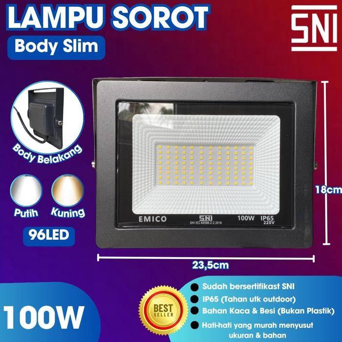 LAMPU SOROT TEMBAK LED PUTIH / WARMWHITE EMICO 100 / 200 WATT