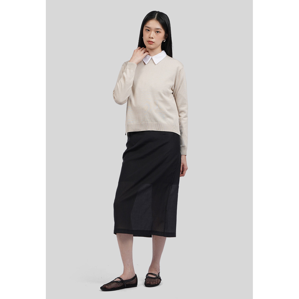 Executive Regular Fit Sheer Midi Skirt Black