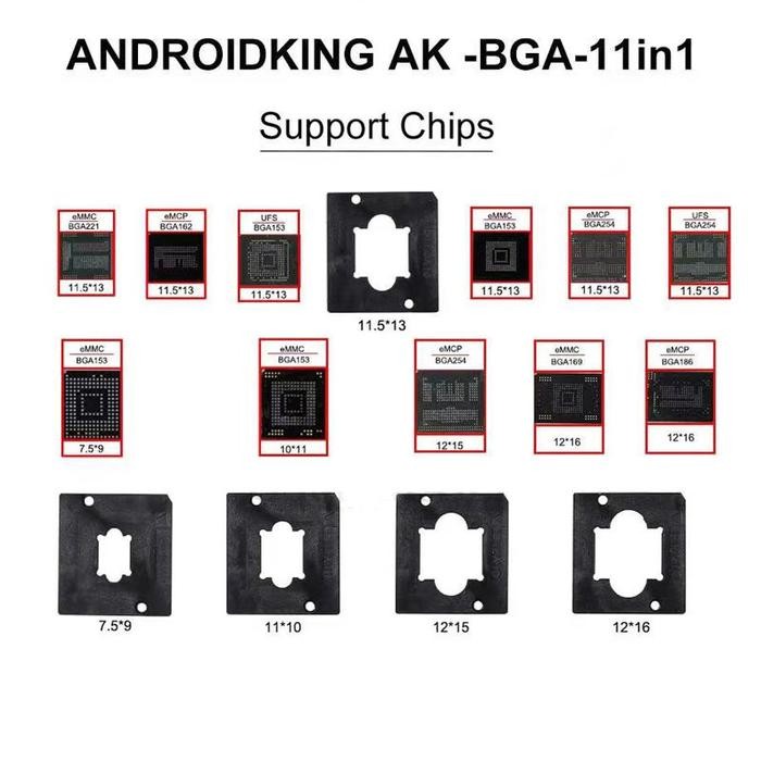 ICFRIEND UFS EMMC BGA 14 in 1 Soctet Adapter with Z3X EASY JTAG,UFI Box,Medusa Pro,MiPi Box BGI1E