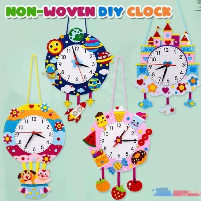 Mainan Anak Edukasi DIY Jam Dinding Non Woven Clock Prakarya Anak