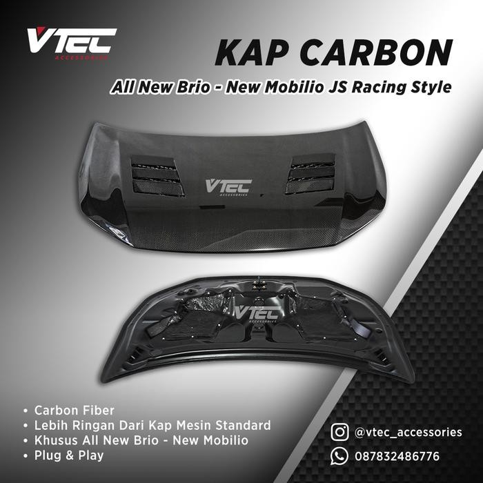 kap mesin carbon all new brio & mobilio facelift JS racing style