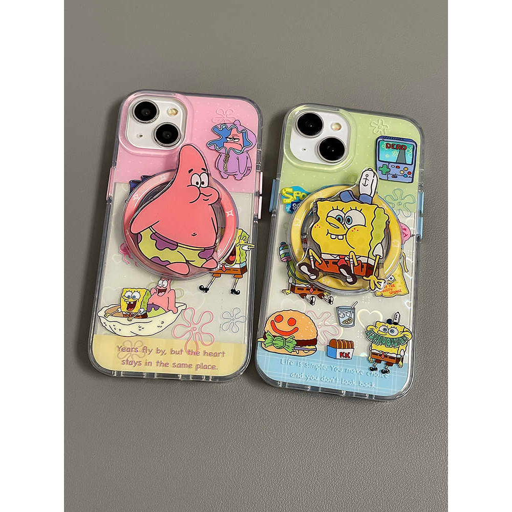 Lucu Clear Anti Kuning Spongebob Case Samsung S24 Fe S25 Ultra S24 Plus M15 M55 S20 Fe Note 20 Ultra
