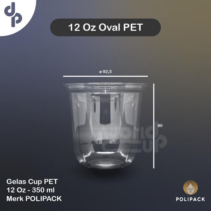 Gelas Cup 12 Oz - 14 Oz - 16 Oz - 22 oz PET 1 Dus Polipack