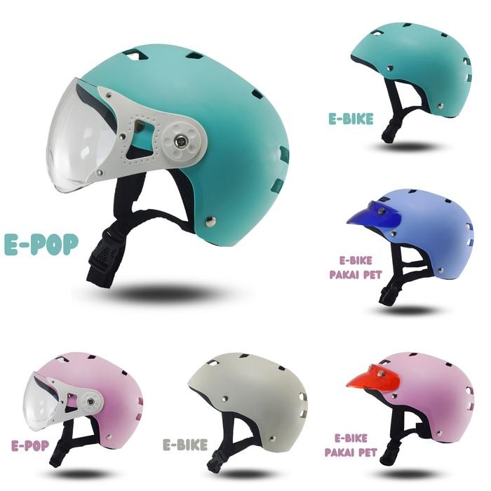 Cuci Gudang Helm Sepeda Motor Listrik Sni Terbaru Warna Pastel Helem Menggunakan Kaca Motorcycle