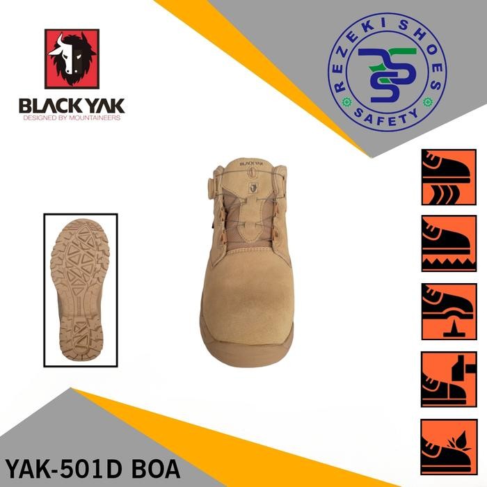 Sepatu Safety Black Yak 501D Boa Cream - Sepatu Sport Safety Black Yak Boots - Sepatu Safety Shoes