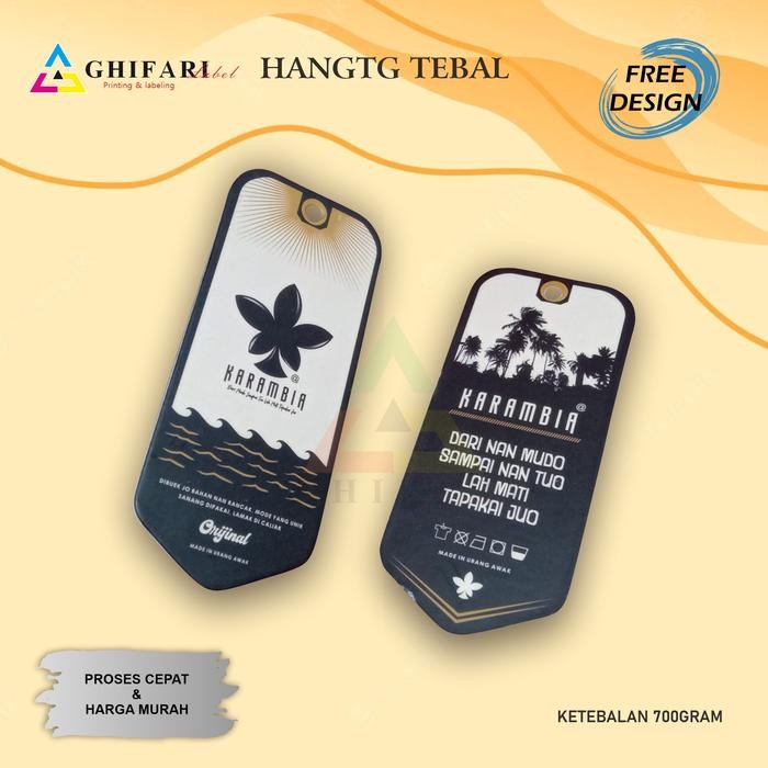 

hangtag premium / hangtag tebal / merek pakaian / label baju / cap