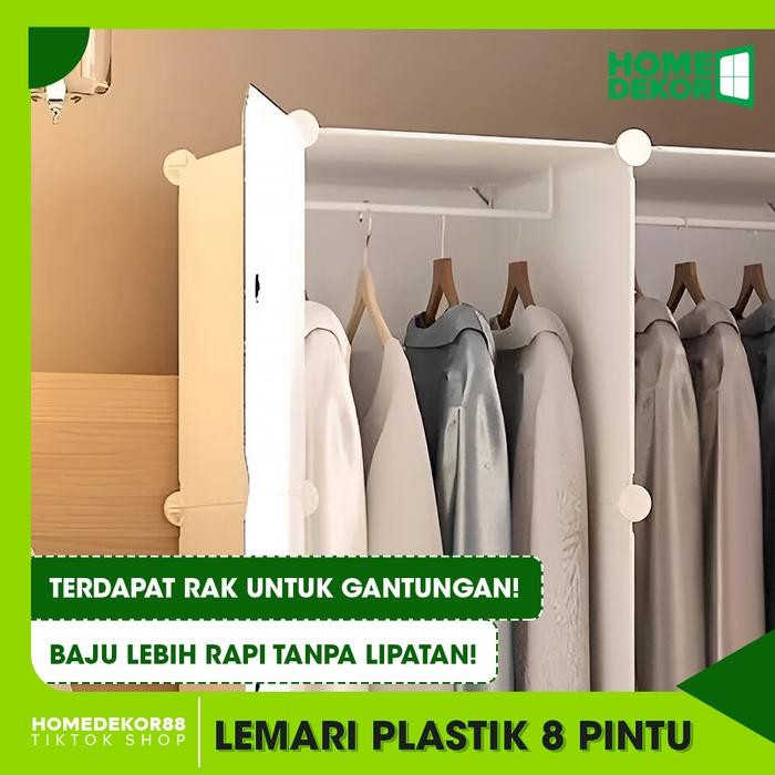 Homedekor88 Lemari Plastik Portable 8 Pintu Lemari Plastik Karakter Lemari Pakaian Portable