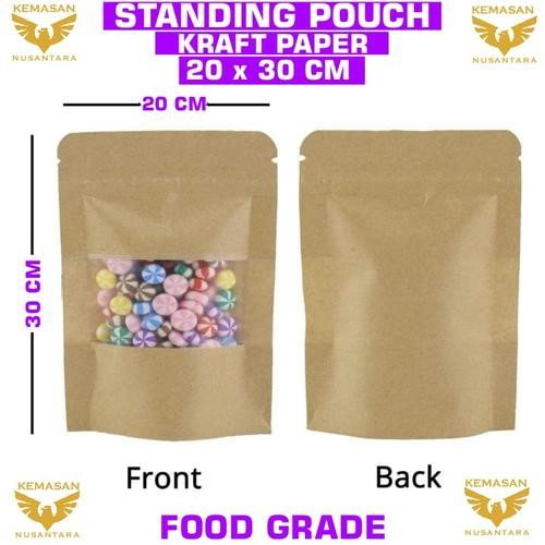 Standing Pouch Kraft 20 x 30 | Kemasan Pouch Kraft Paper + Window