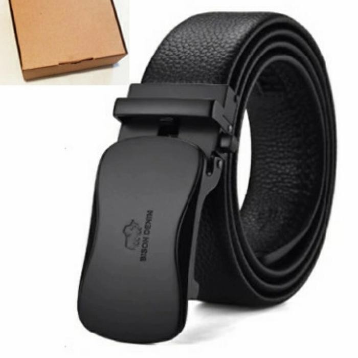 Limited Ikat Pinggang Pria Kulit Asli Merek Bison Denim Original Bisnis