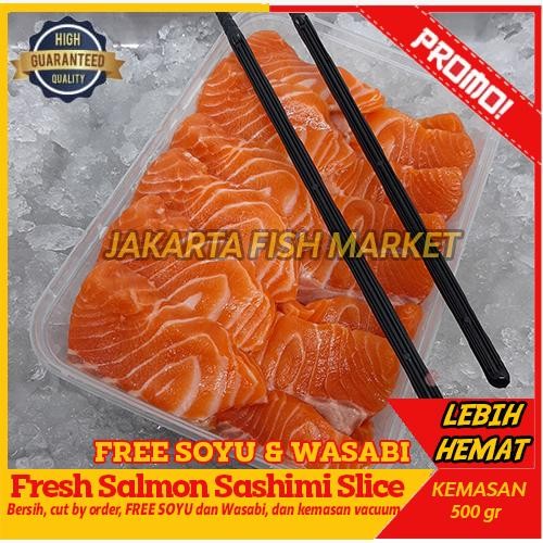 

Salmon Sashimi Fresh Segar Ready To Eat (500 Gr Free Soyu Dan Wasabi)