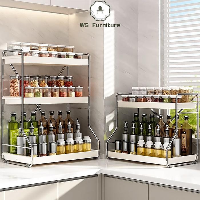 Rak Bumbu Dapur Stainless Steel Rak Penyimpanan Dapur Rak Bumbu Rak Dapur Stainless 3 Susun 2 Susun