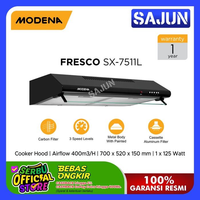 JUAL RUGI Modena FRESCO SX 7511L Cooker Hood 70 Cm Penghisap Asap SX-7511L