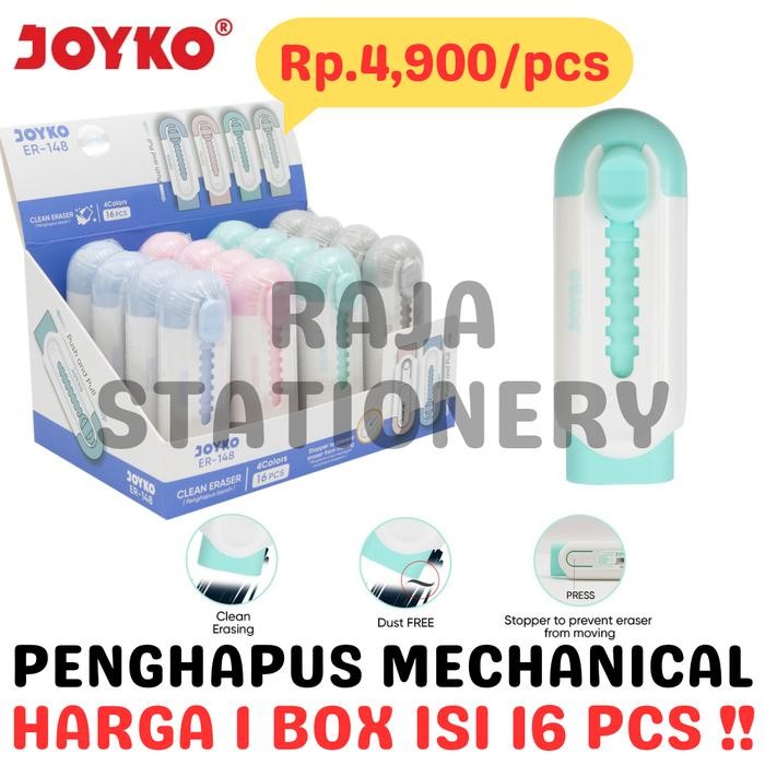 

JOYKO SLIDING ERASER MECHANICAL PENGHAPUS MEKANIK JOYKO UJIAN PANJANG ANAK ER-148 BOX [16PCS] best