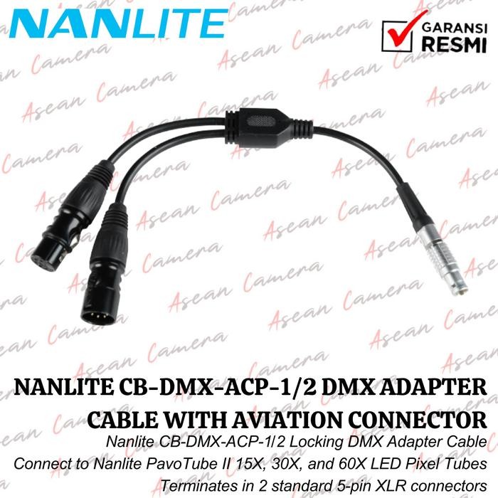 Nanlite CB-DMX-ACP-1/2 Locking DMX Adapter Cable with Aviation Connect