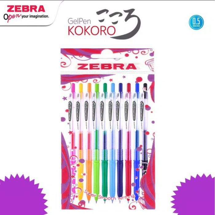 

PULPEN ZEBRA KOKORO SET (10 WARNA 1 SET) / BALLPOINT GEL KOKORO best seller
