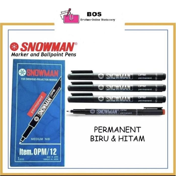 

BOS Snowman Spidol OPM Permanent/ Marker Permanen/ Kaca/ Plastik Stationery
